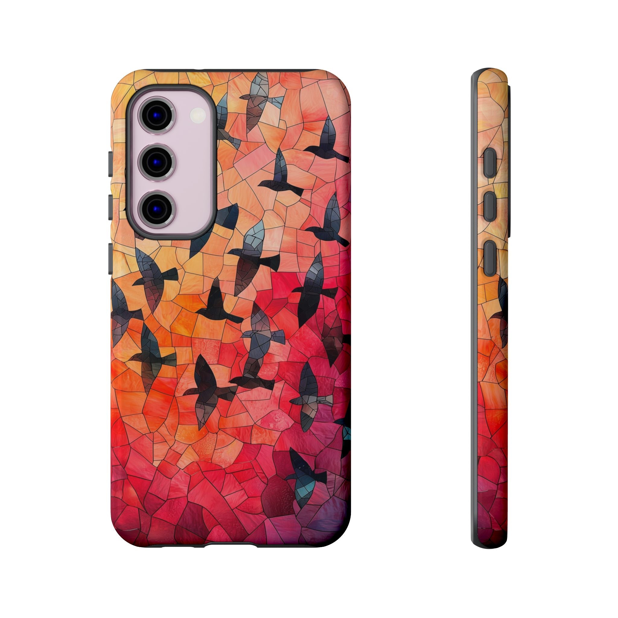 Stained Glass Mosaic Sunset Birds Samsung Galaxy Case