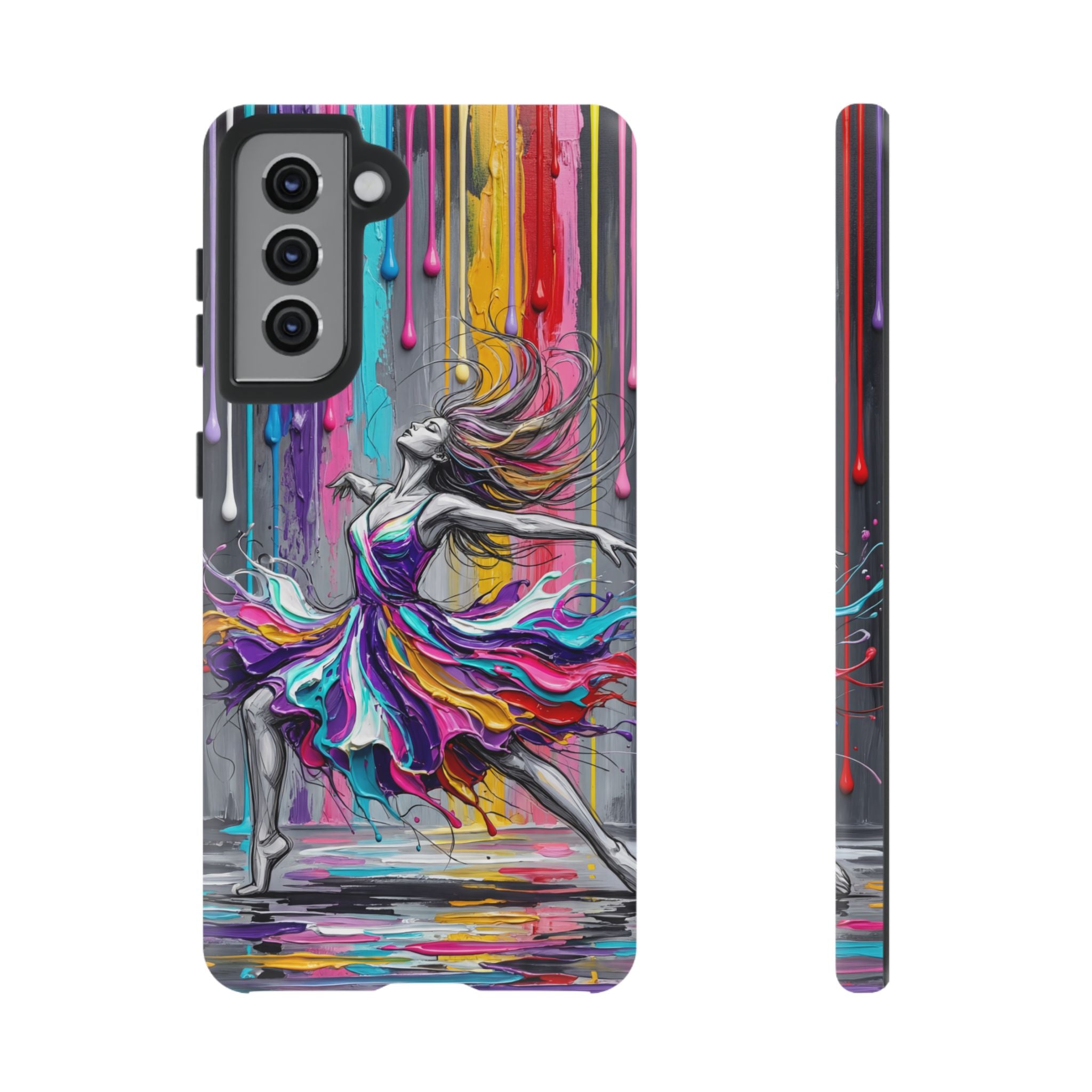 Colorful Dancer Tough Samsung Galaxy Phone Case | Vibrant Drip Art Protective Cover