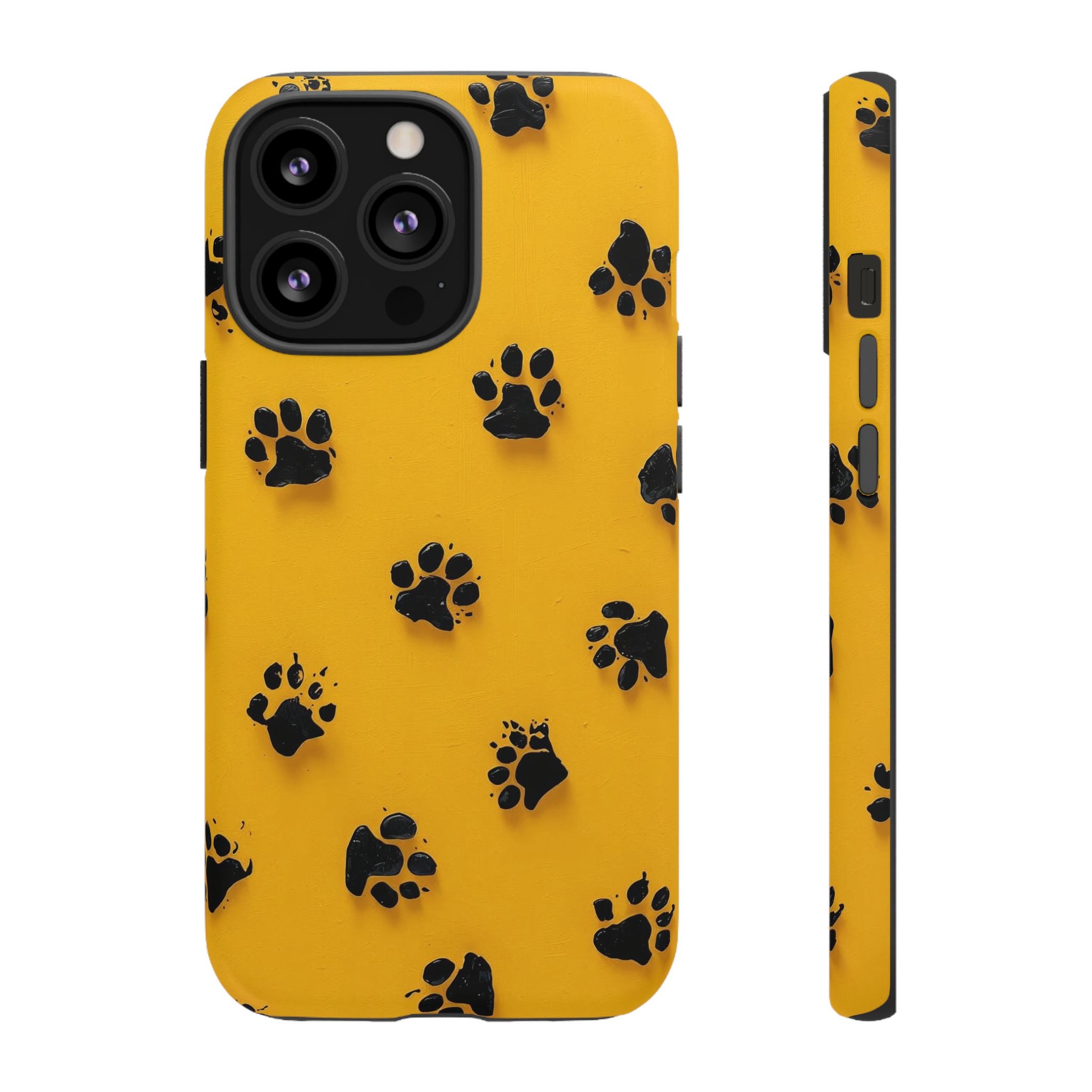 Yellow Paw Print Tough iPhone Case — Protective Dog & Cat Lover Cover