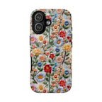 Floral Embroidered Pattern Tough iPhone Case — Colourful Daisy & Wildflower Design