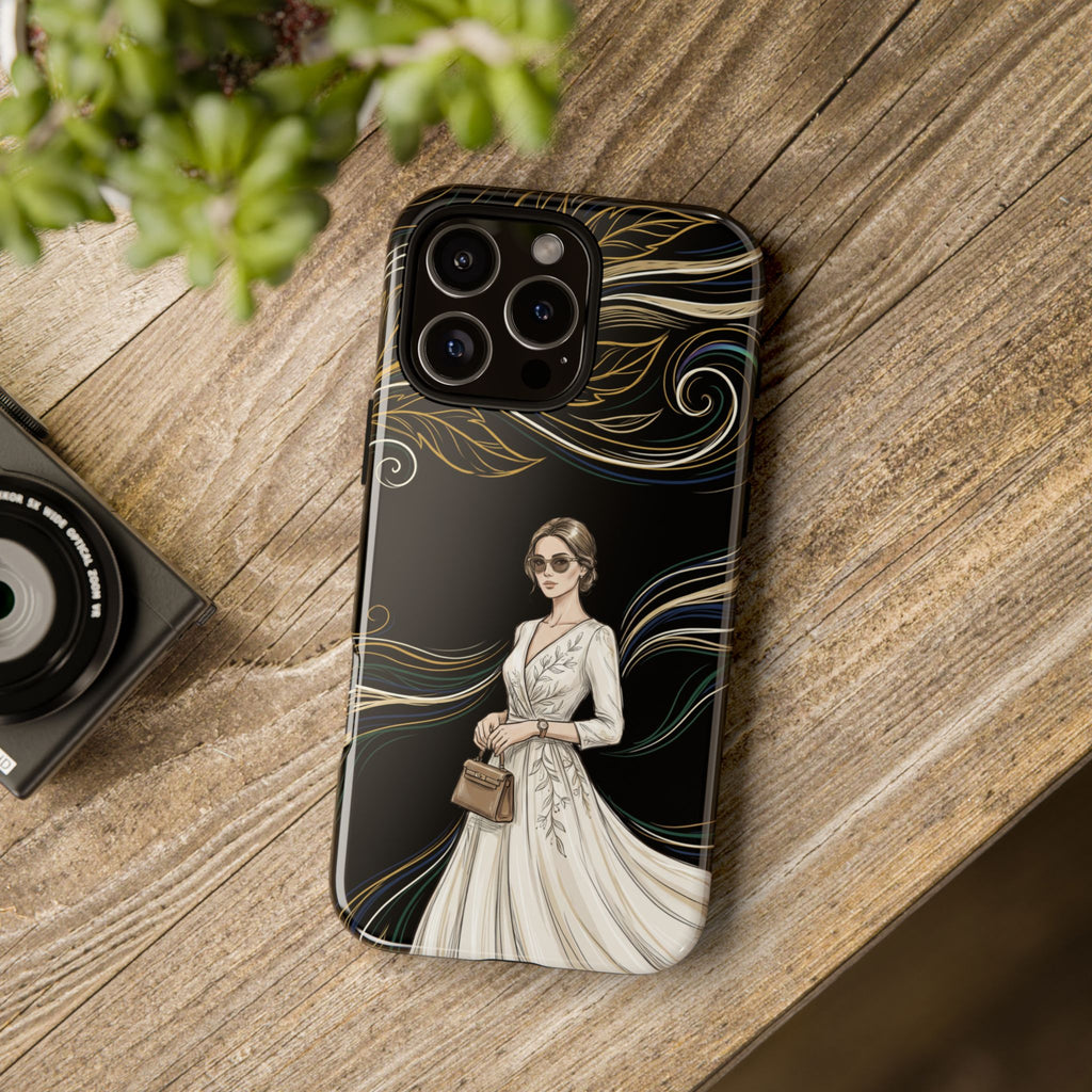 Cover per iPhone con illustrazione di donna elegante | Sposa vintage in abito fluente