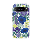 Floral Blue & Purple Tough Google Pixel Phone Case | Protective Botanical Phone Cover