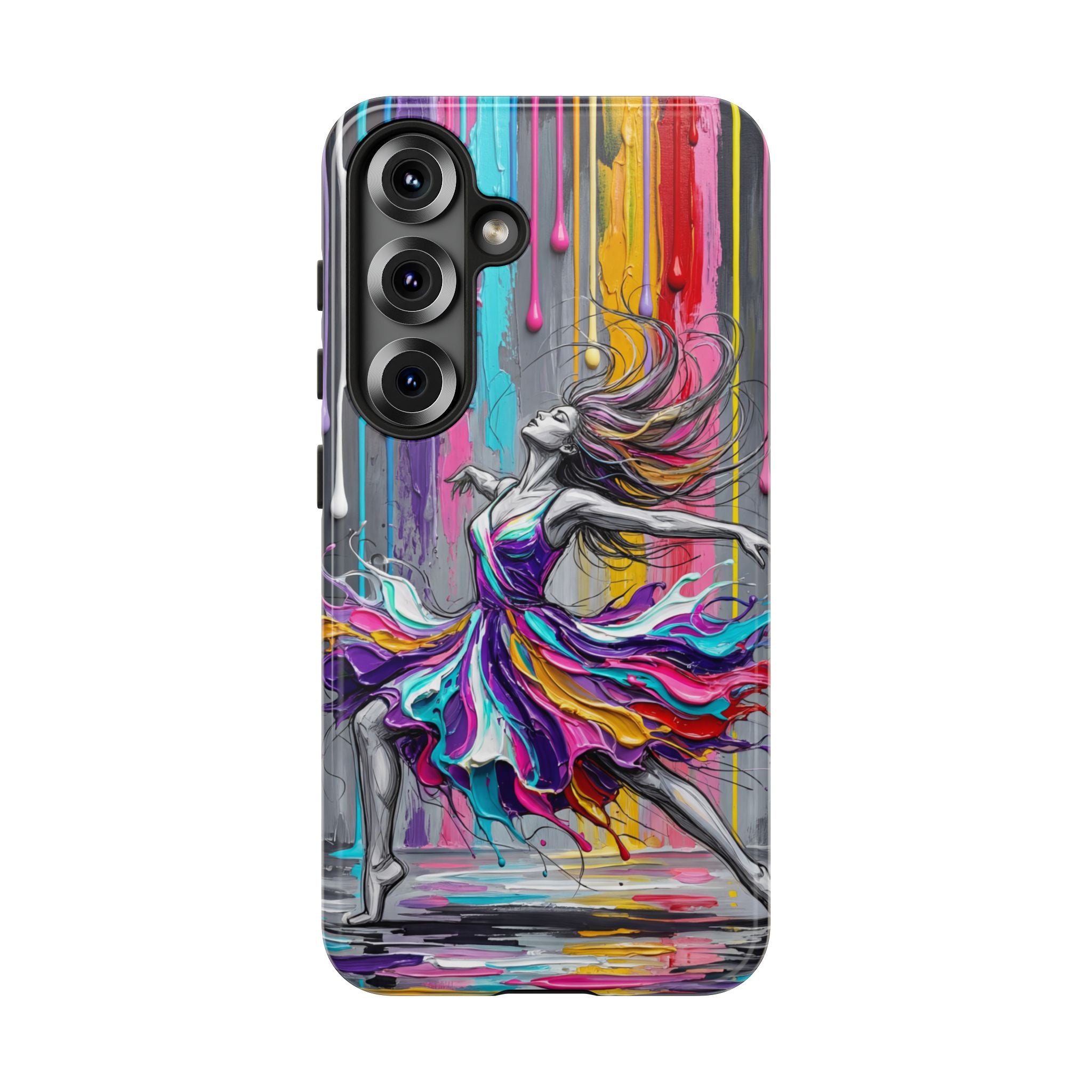 Colorful Dancer Tough Samsung Galaxy Phone Case | Vibrant Drip Art Protective Cover