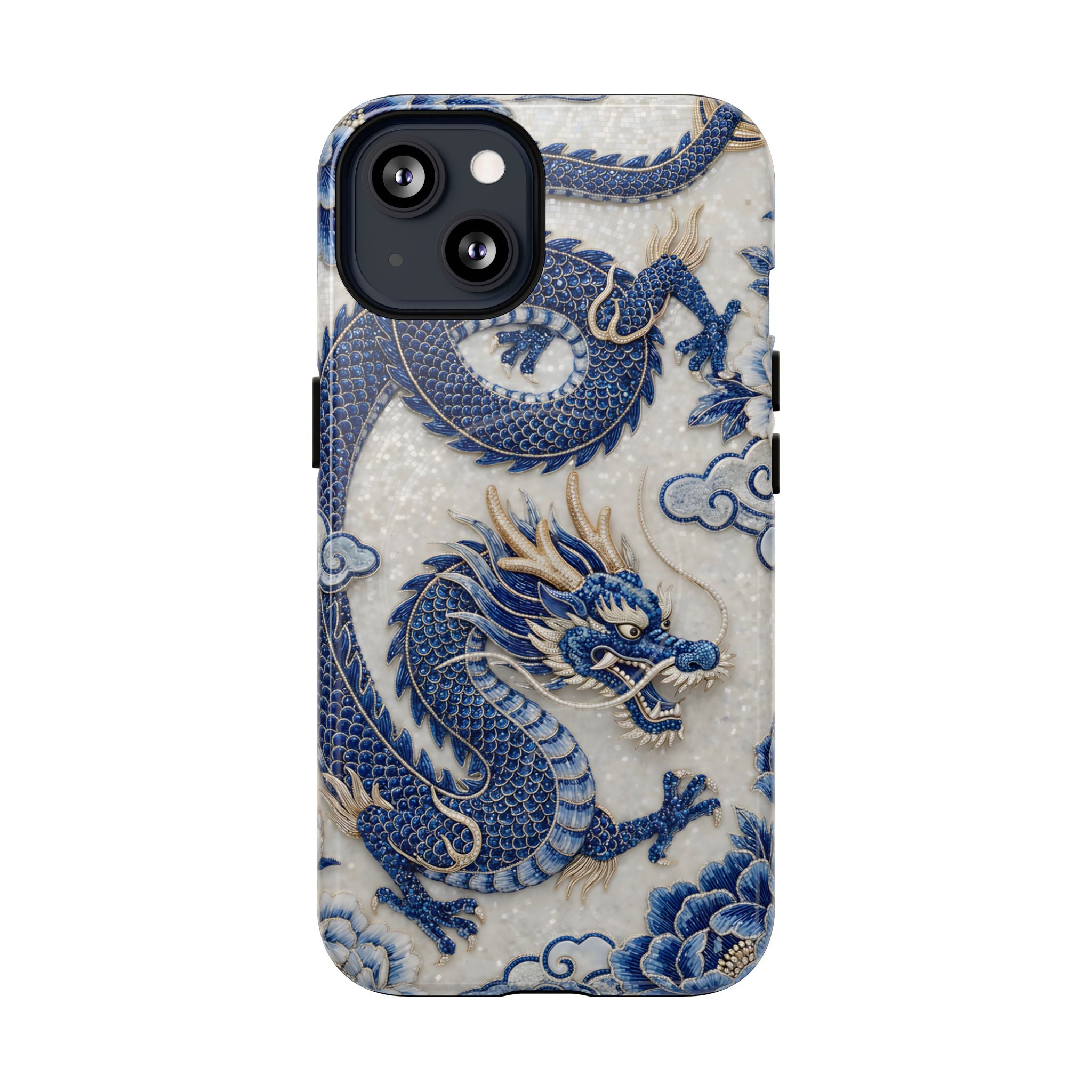 Asian Zodiac Dragon MagSafe iPhone Case V2 | Blue & White Porcelain Luxury Protective Case | Year of the Dragon Gift
