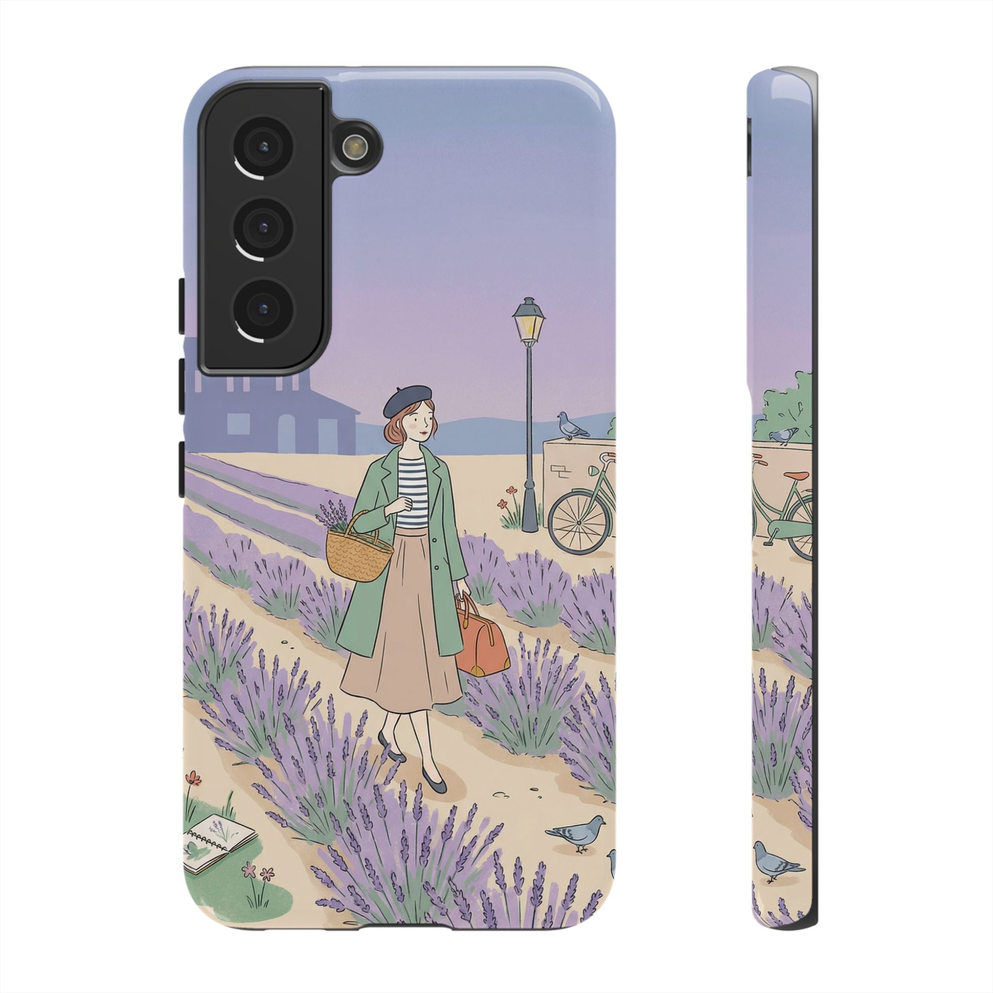 Lavender Field Samsung Galaxy Phone Case | Vintage Travel Illustration Protective Case