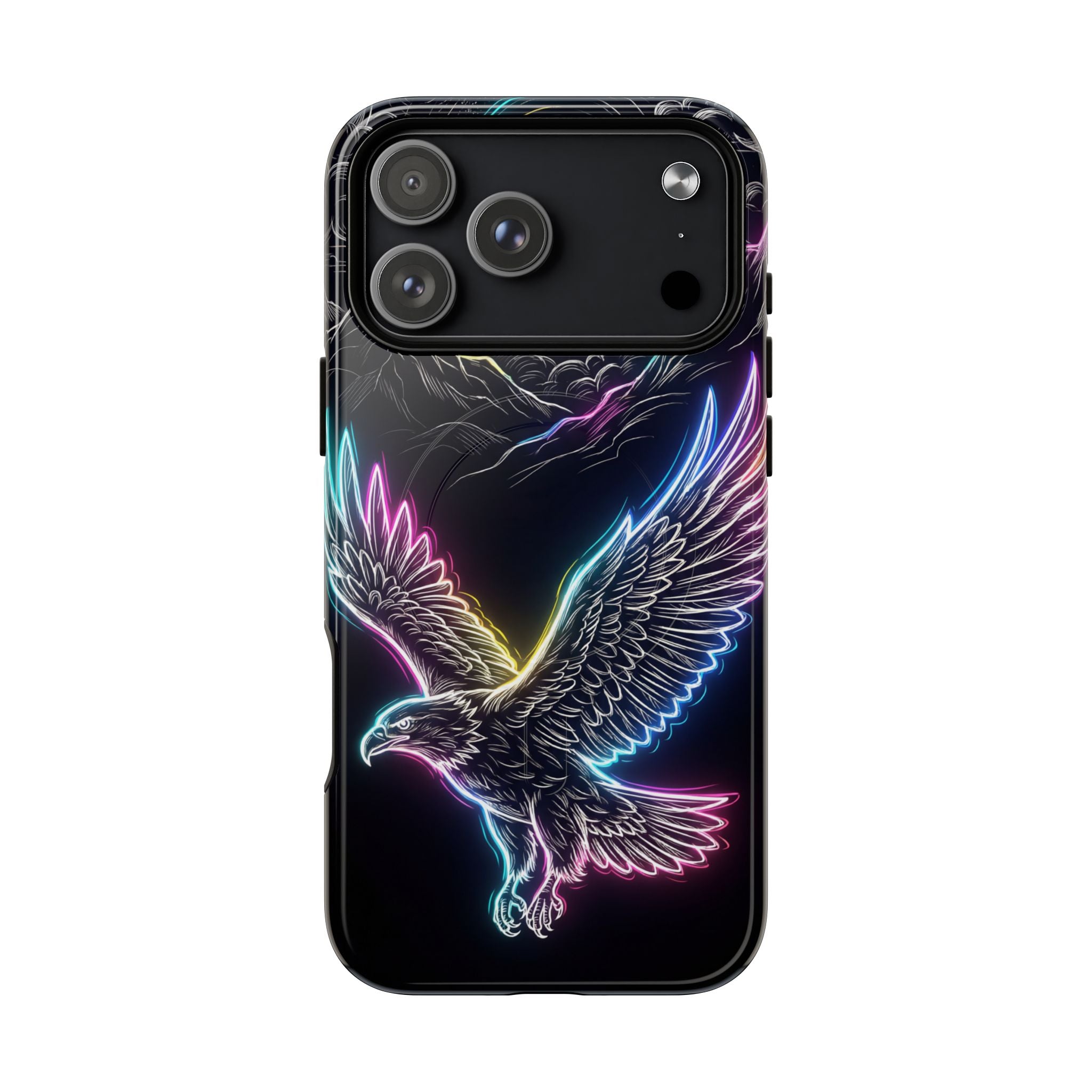 Neon Eagle MagSafe iPhone Case with Mountain Design
