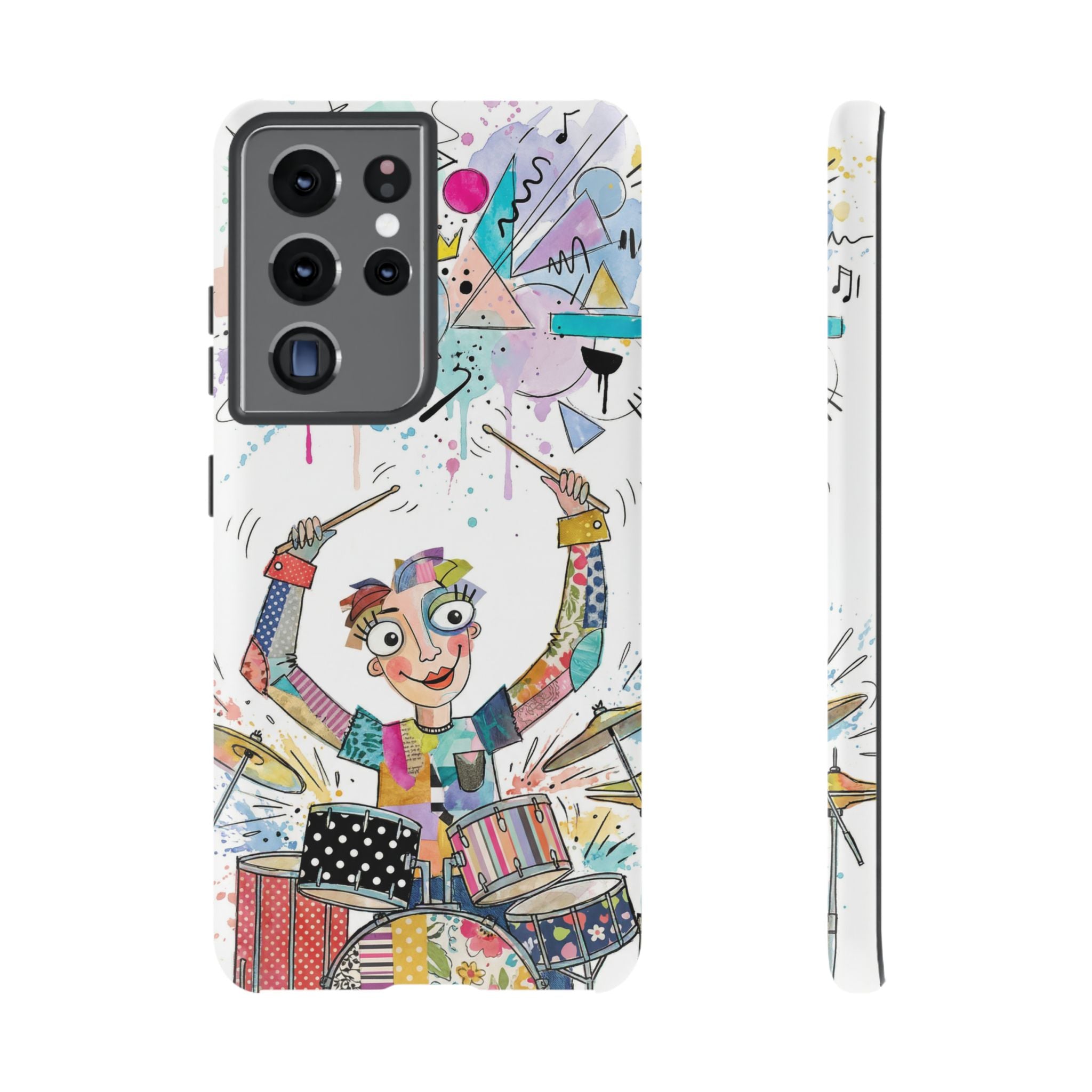 Drummer Boy Samsung Galaxy Phone Case | Colorful Cartoon Drum Kit Protective Cover