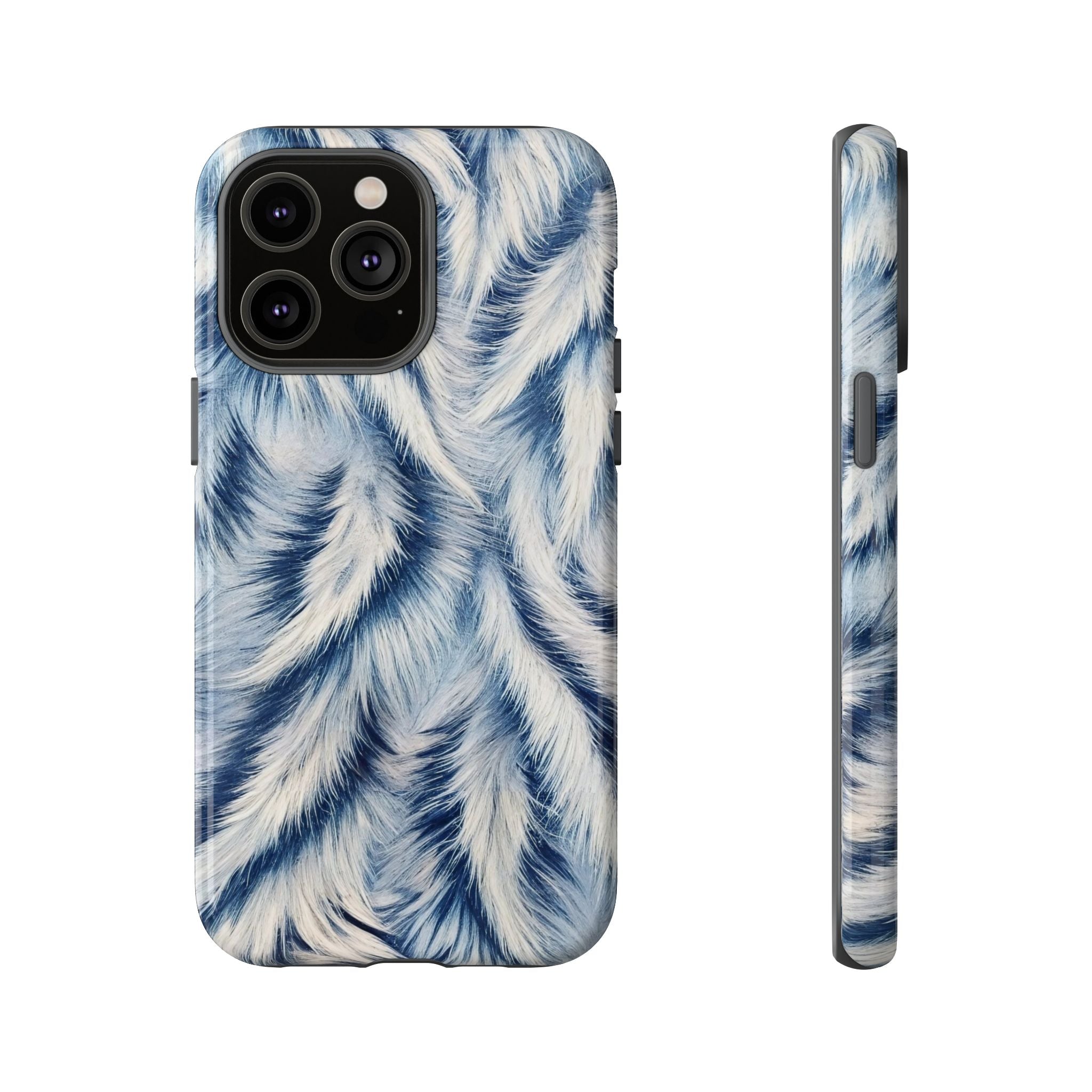 Blue Faux Fur Texture Protective Tough iPhone Case
