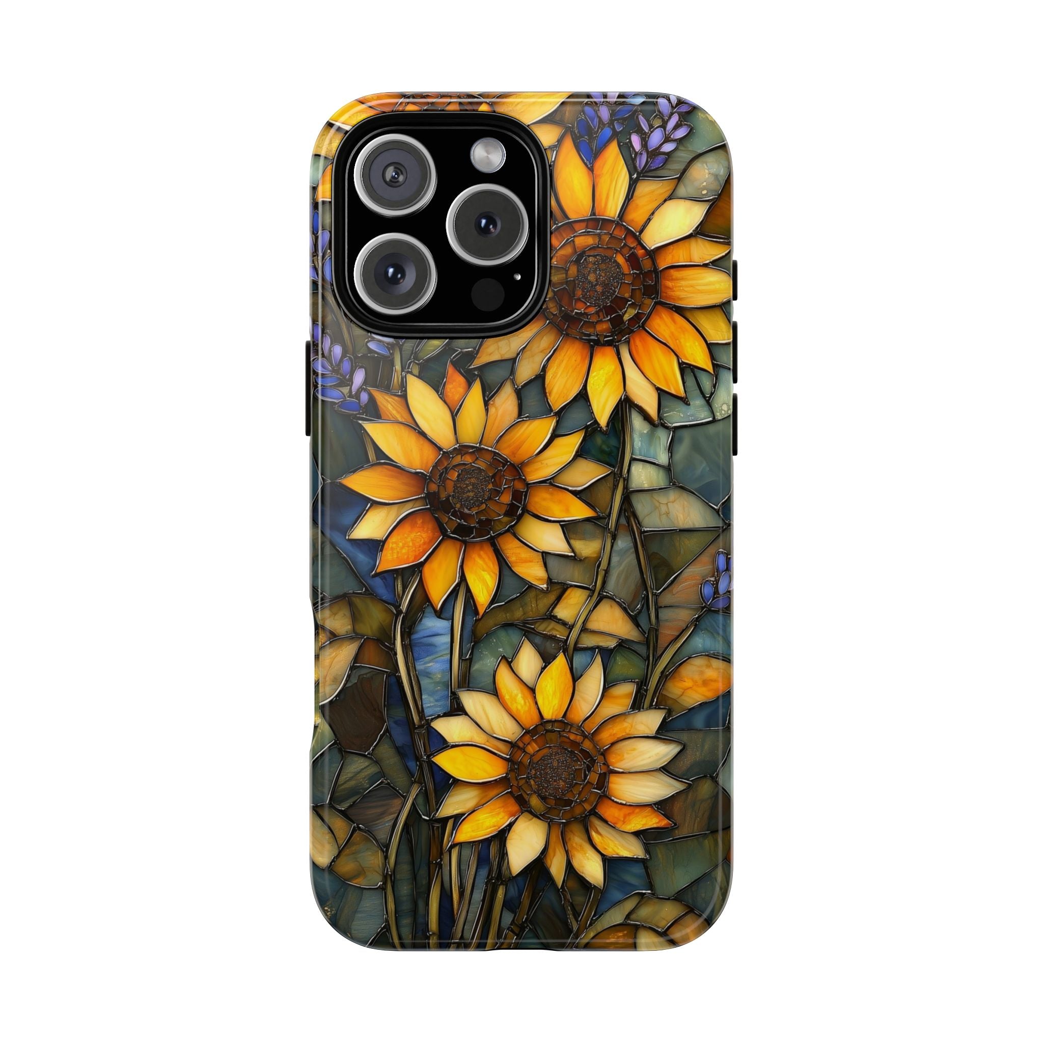 Sunflower Stained Glass Tough iPhone Case | Floral Protective Cover
