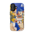 Mediterranean Village iPhone Case | Scenic Sailboat & Lemon Grove Design