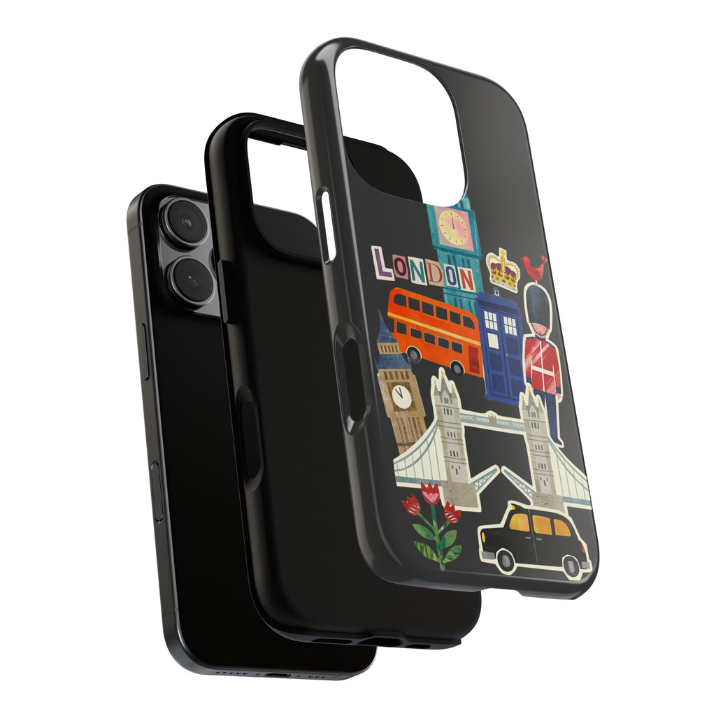 London Travel iPhone Case Aesthetic Sticker Collage Cute Retro City Cover