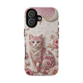 Cover MagSafe iPhone Gatto Floreale Vintage | Cover iPhone Luna Rosa e Rose