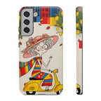Vintage Scooter Granny Samsung Galaxy Phone Case | Colourful Retro Elderly Lady Design