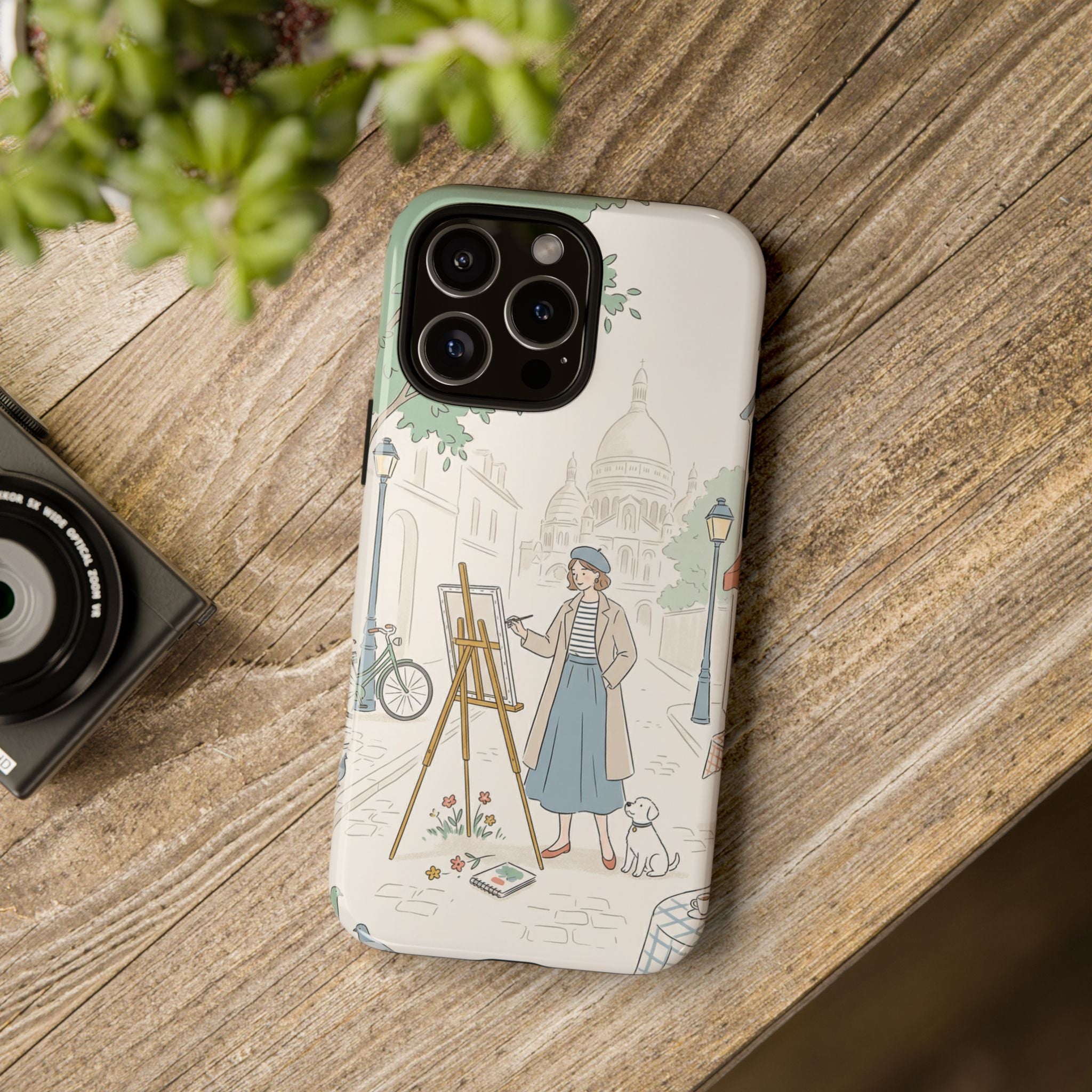Artist in Paris iPhone Case | Vintage Painter Street Scene Protective Cover
