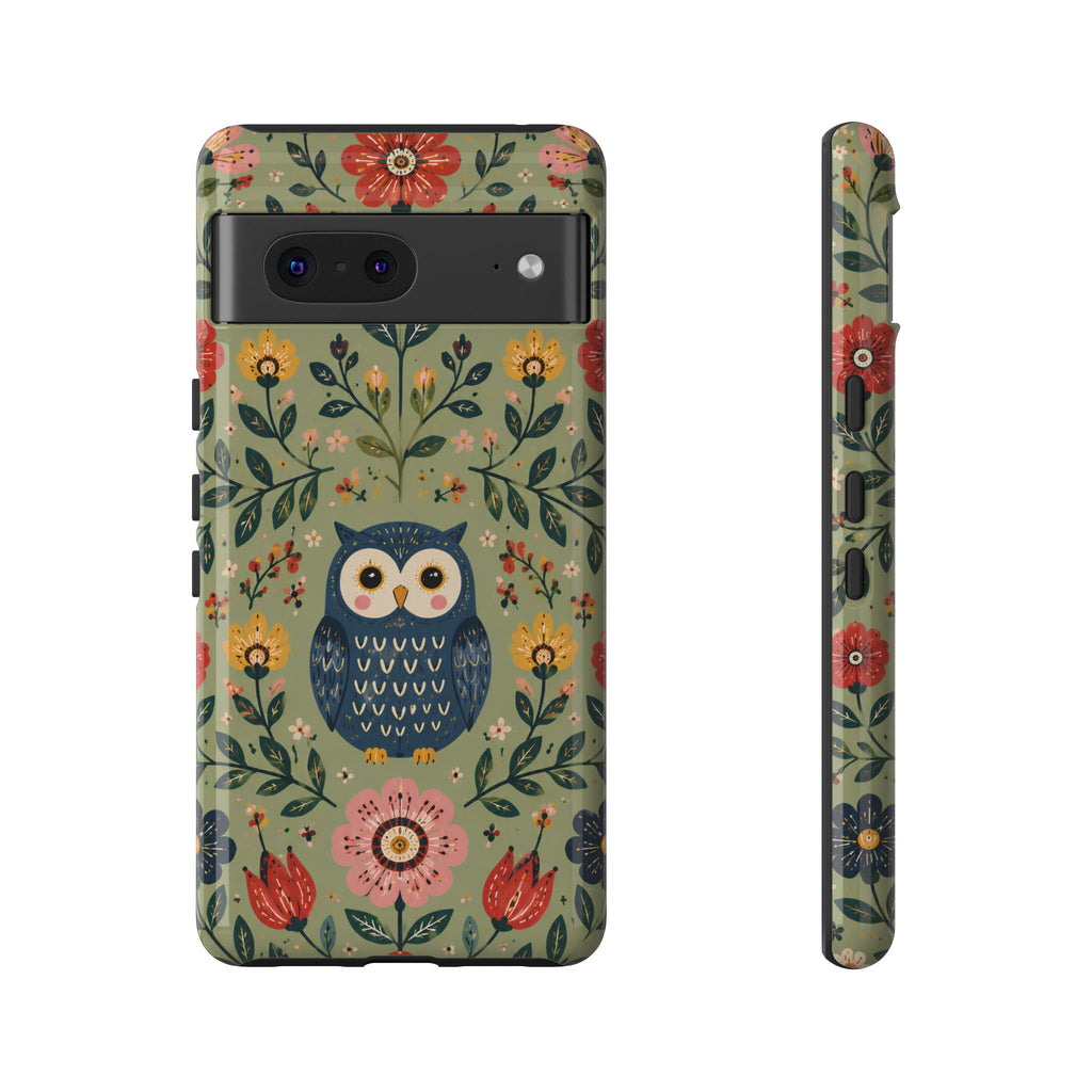 Floral Owl Tough Google Pixel Phone Case | Cute Botanical Protective Cover