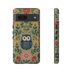 Floral Owl Tough Google Pixel Phone Case | Cute Botanical Protective Cover