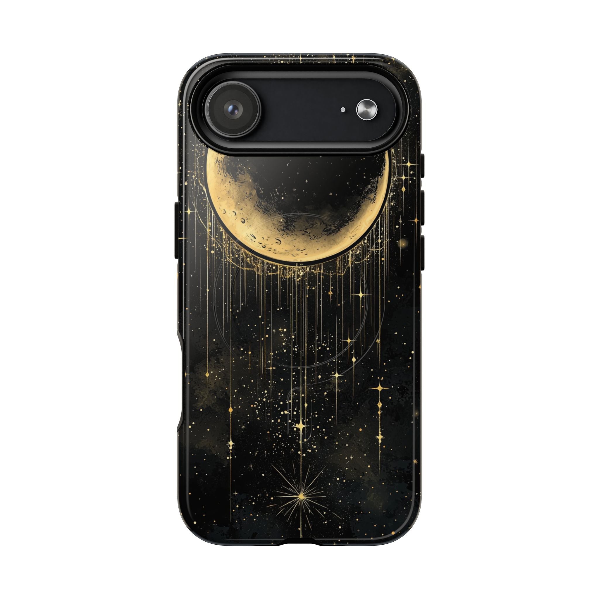 Moonlit Crescent Tough MagSafe iPhone Case | Gold Stars Night Sky