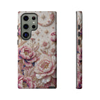 Custodia Rigida per Telefono Samsung Galaxy Floral Moon | Cover Protettiva con Peonia Rosa Vintage