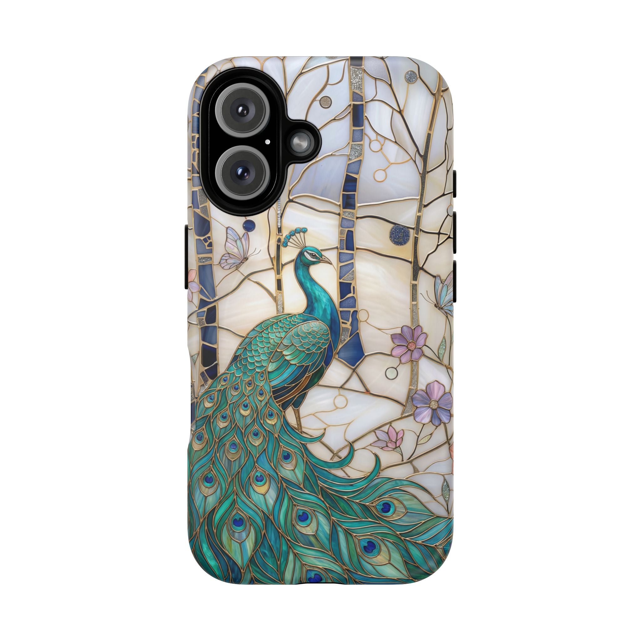 Peacock Stained Glass Tough MagSafe Phone Case