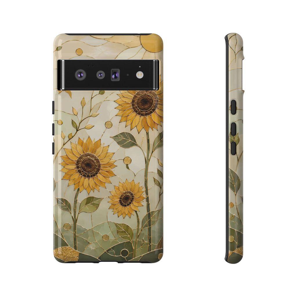 Sunflower Google Pixel Phone Case | Stained Glass Floral Phone Case
