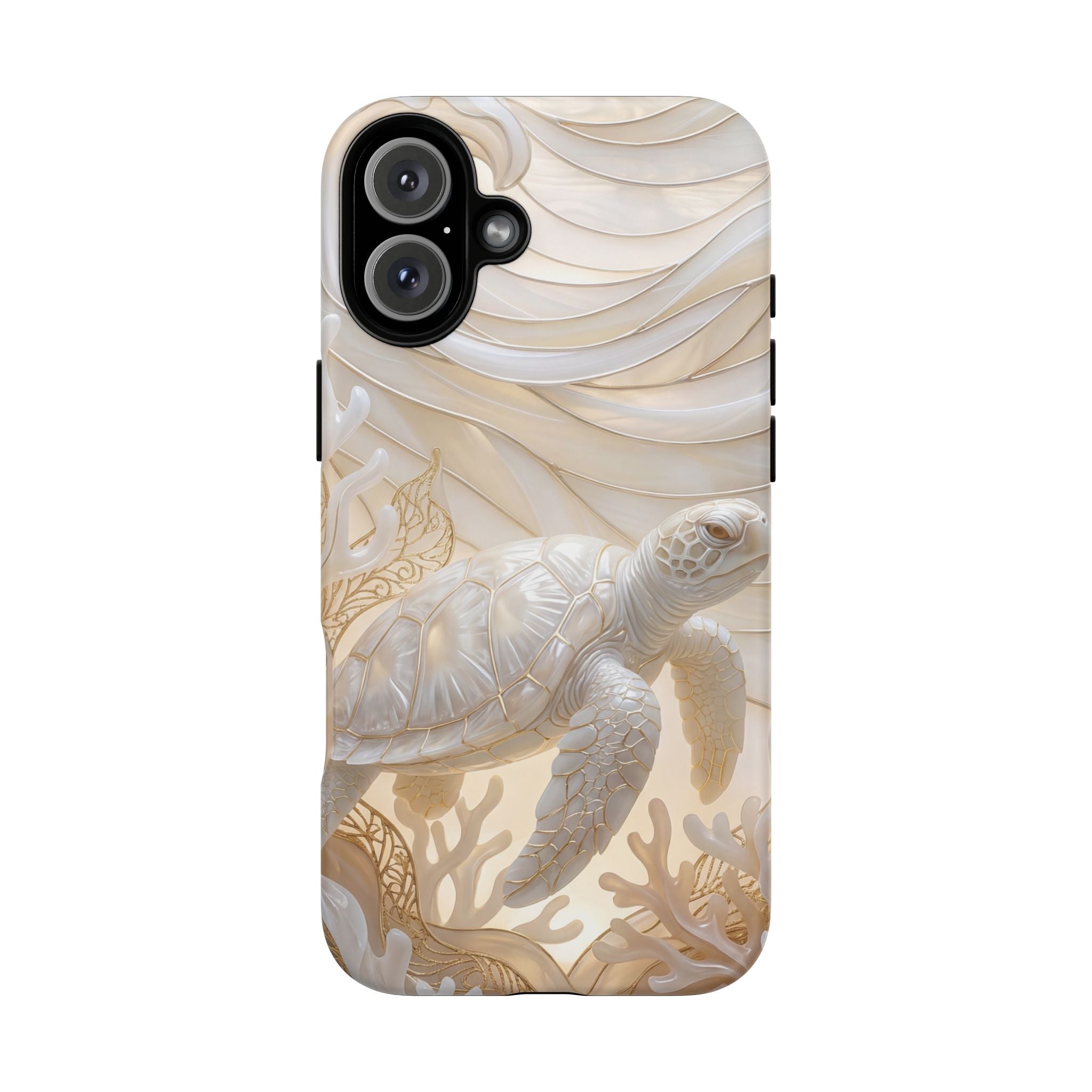 Sea Turtle Tough iPhone Case — Elegant Nautical Coral Design