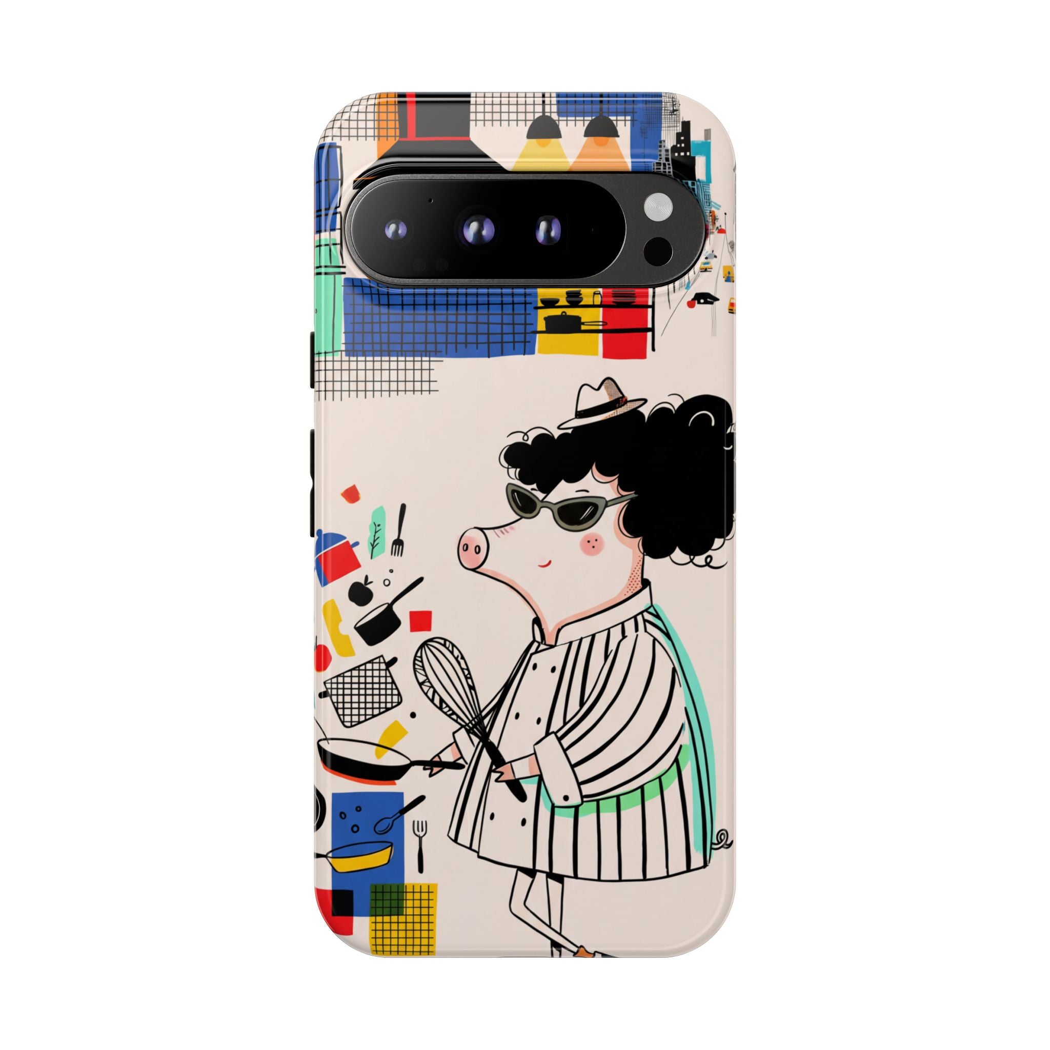 Cute Chef Pig Google Pixel Phone Case | Quirky Cartoon Kitchen Art Tough Case