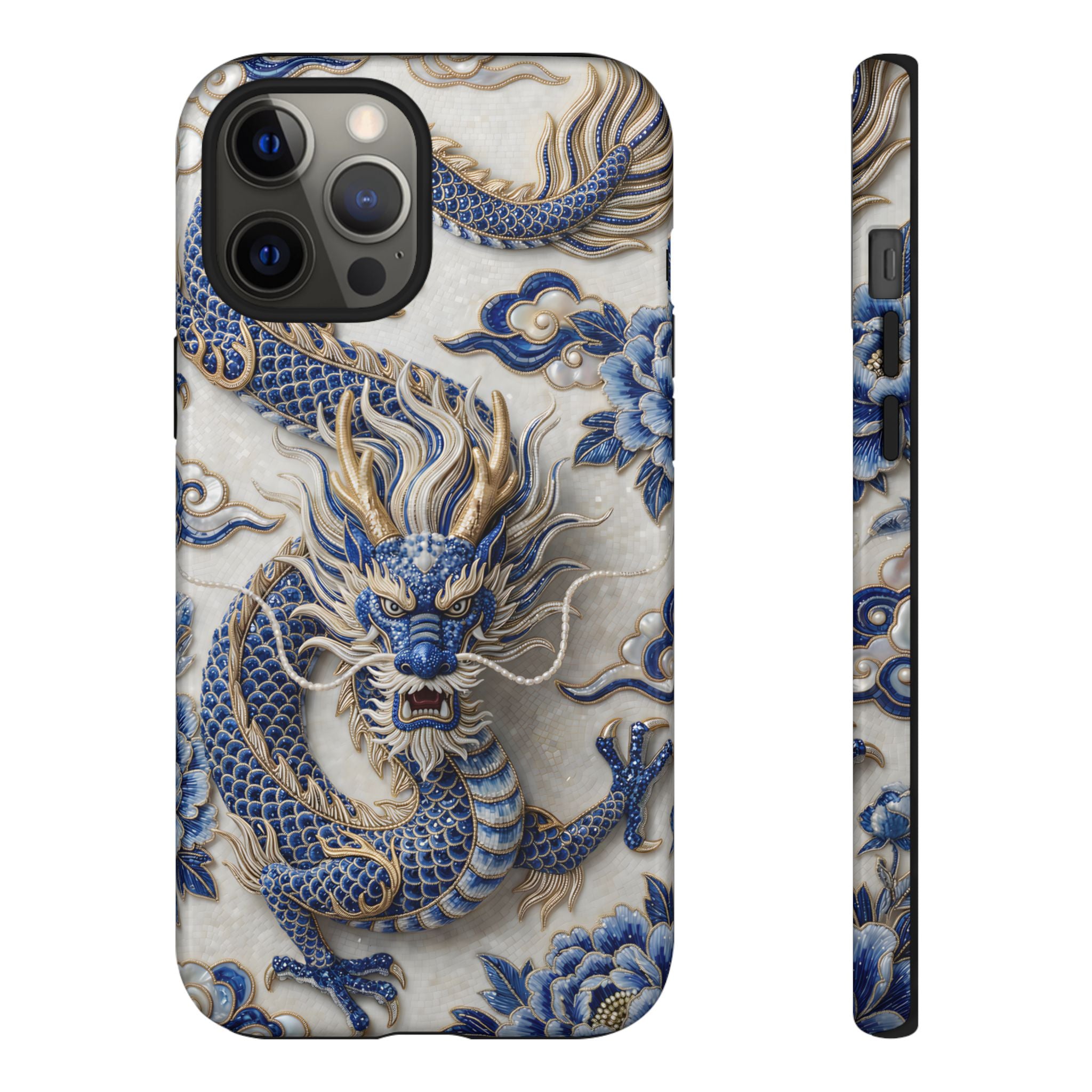 Asian Zodiac Dragon iPhone Case | Blue & White Porcelain Luxury Protective Case | Year of the Dragon Gift