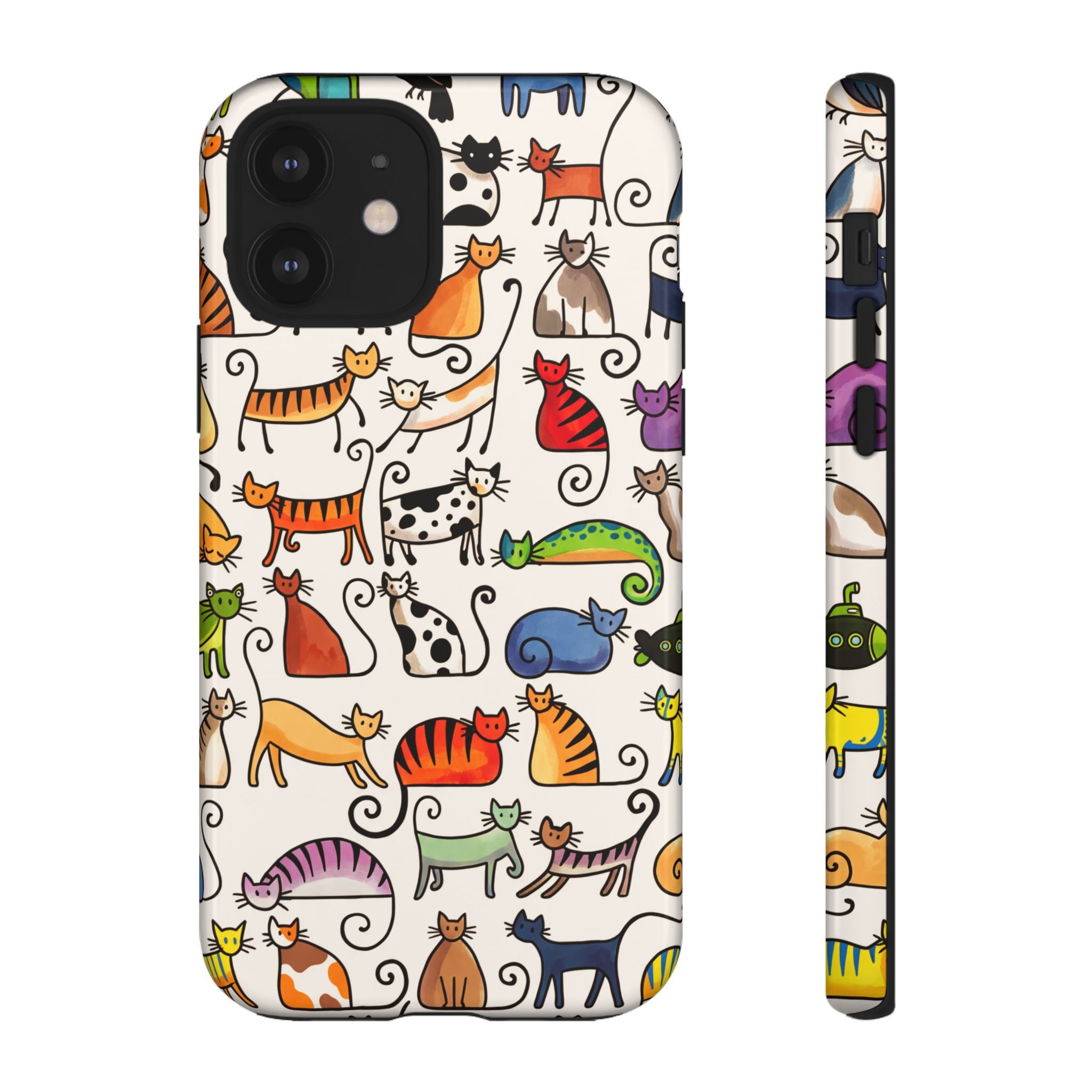Cat Pattern Tough iPhone Case | Colourful Cartoon Cats