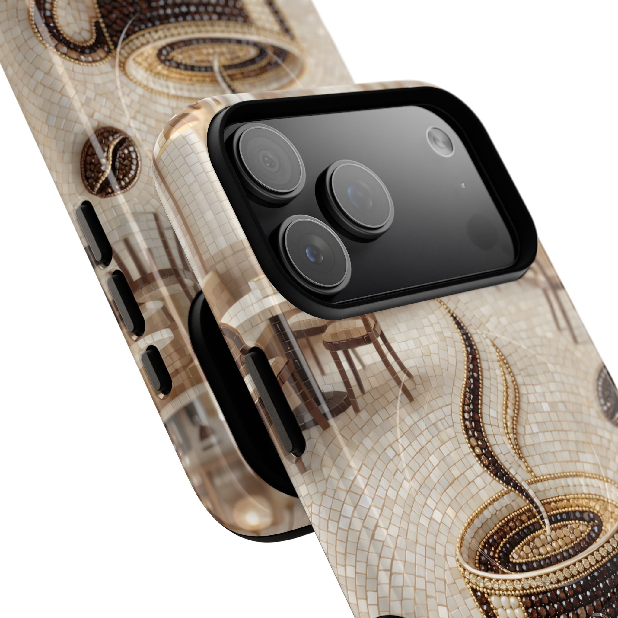 Coffee Mosaic MagSafe iPhone Case - Steaming Cup Cafe Design