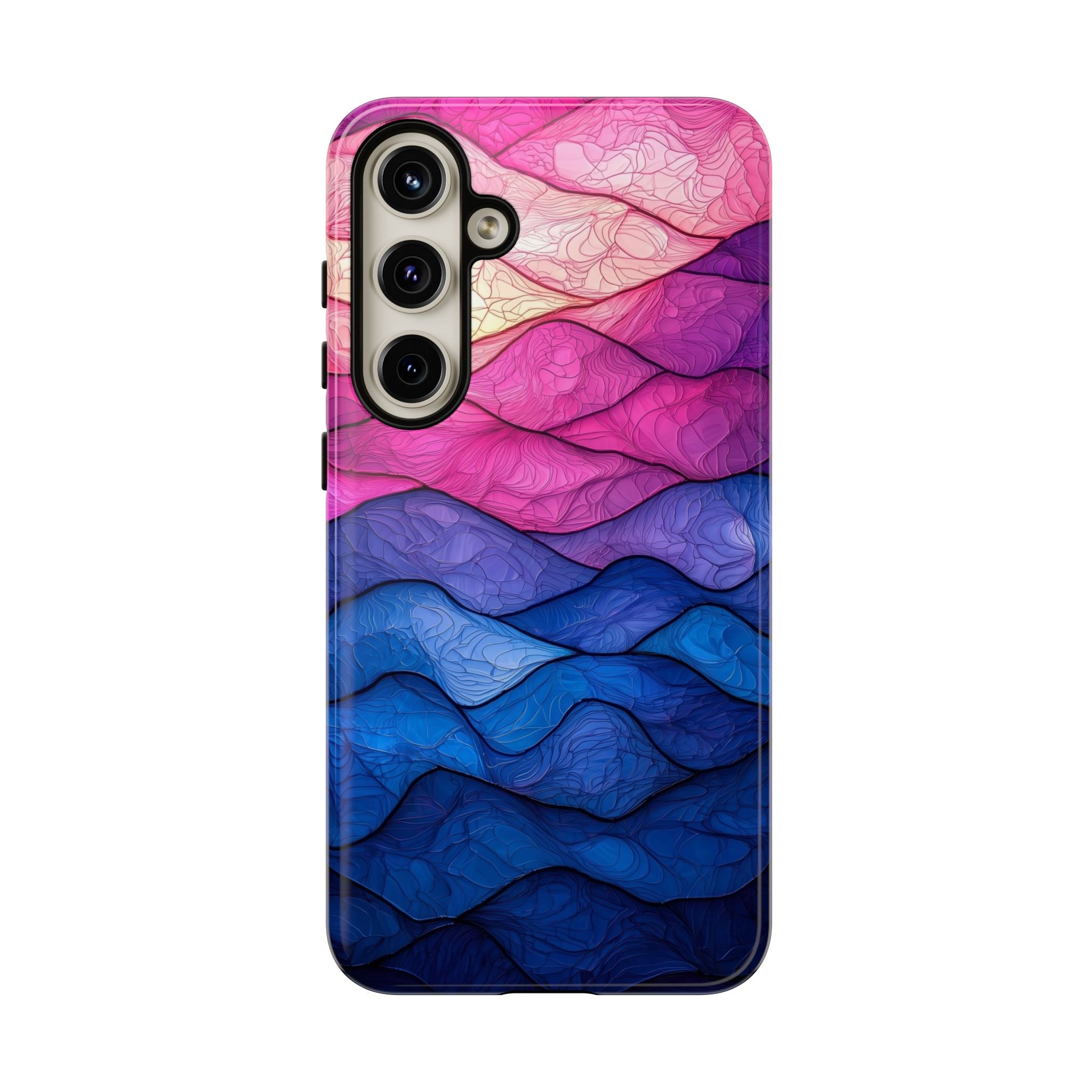 Abstract Ocean Waves Samsung Galaxy Case — Pink & Blue Gradient Tough Case