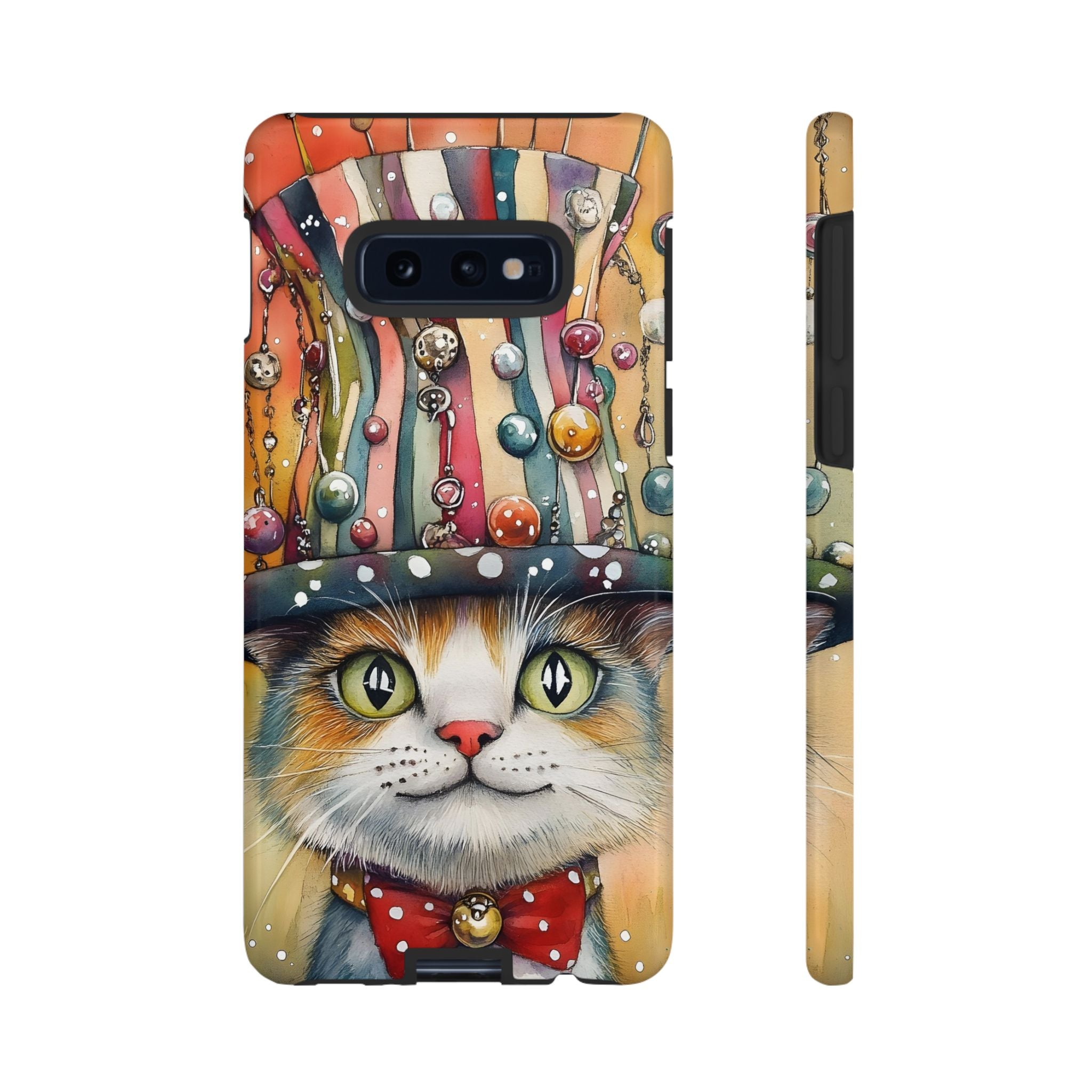 Cat in Colourful Top Hat Samsung Galaxy Case — Whimsical Cat Art iPhone Case