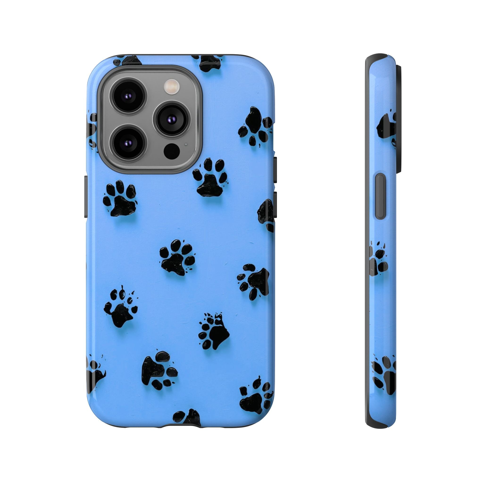 Blue Paw Print Tough iPhone Case — Protective Dog & Cat Lover Cover