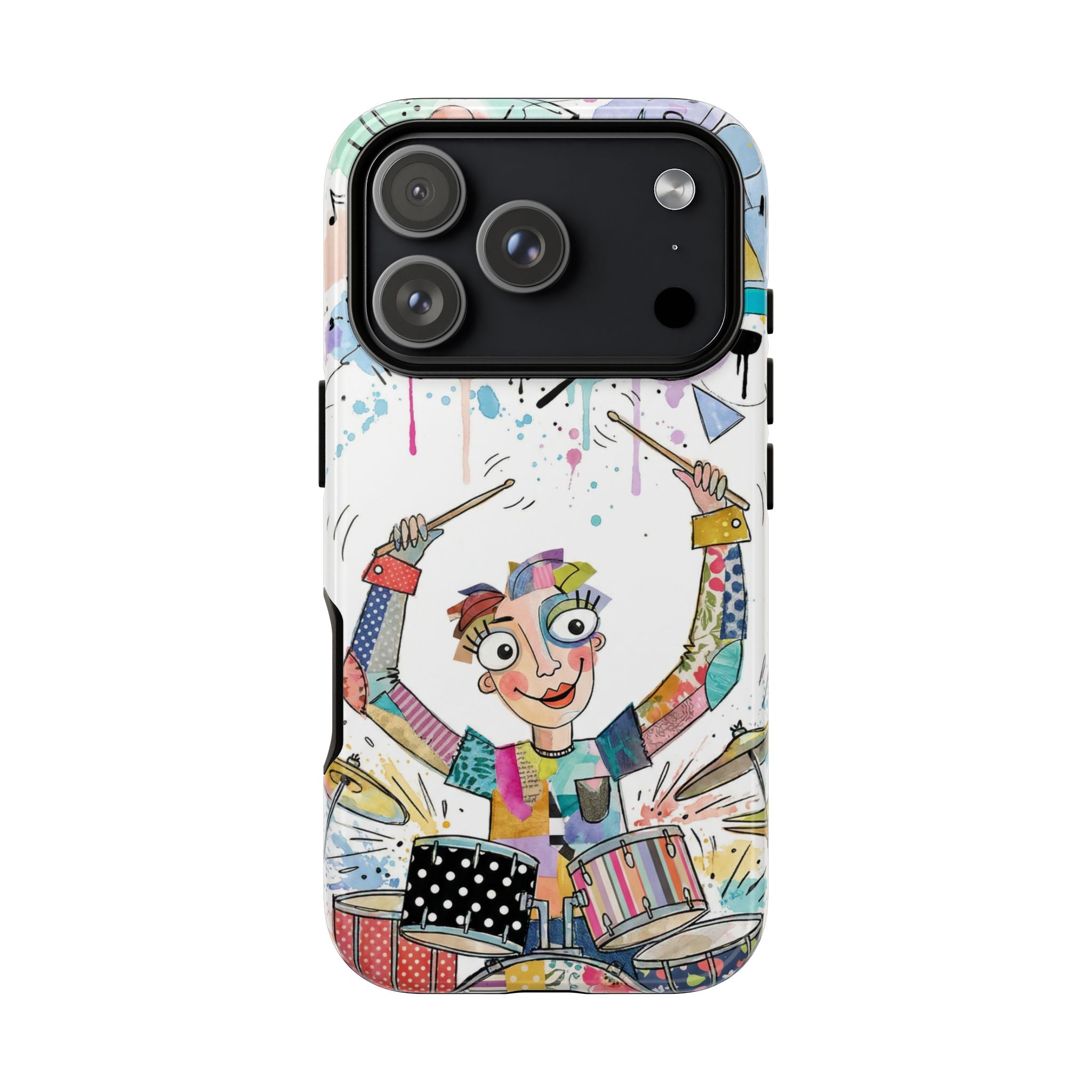 Drummer Boy iPhone Case | Colorful Cartoon Drum Kit Protective Cover