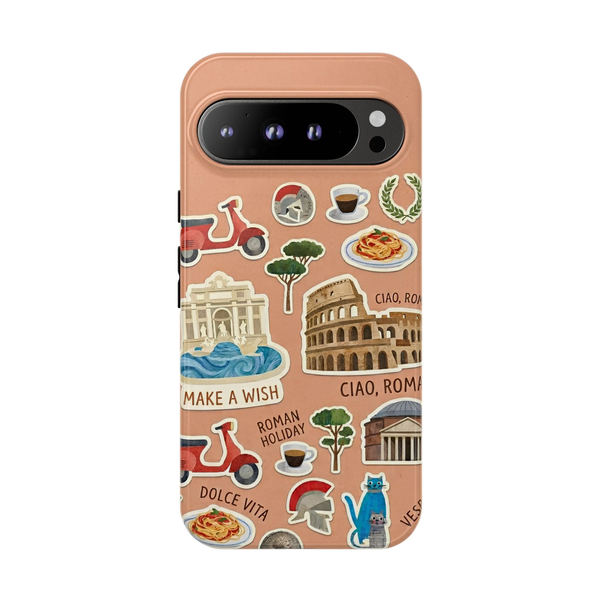 Rome Italy Travel Tough Google Pixel Phone Case | Terracotta Scrapbook Sticker Cover