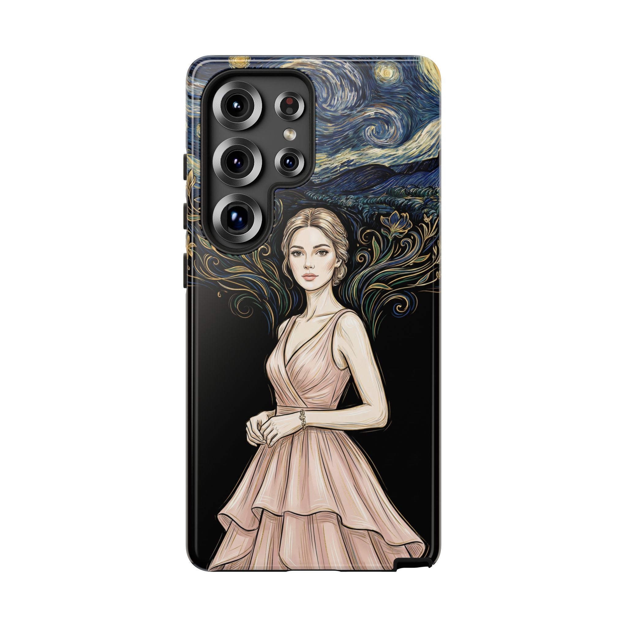 Art Nouveau Starry Night Samsung Galaxy Phone Case | Elegant Woman Illustration Tough Case