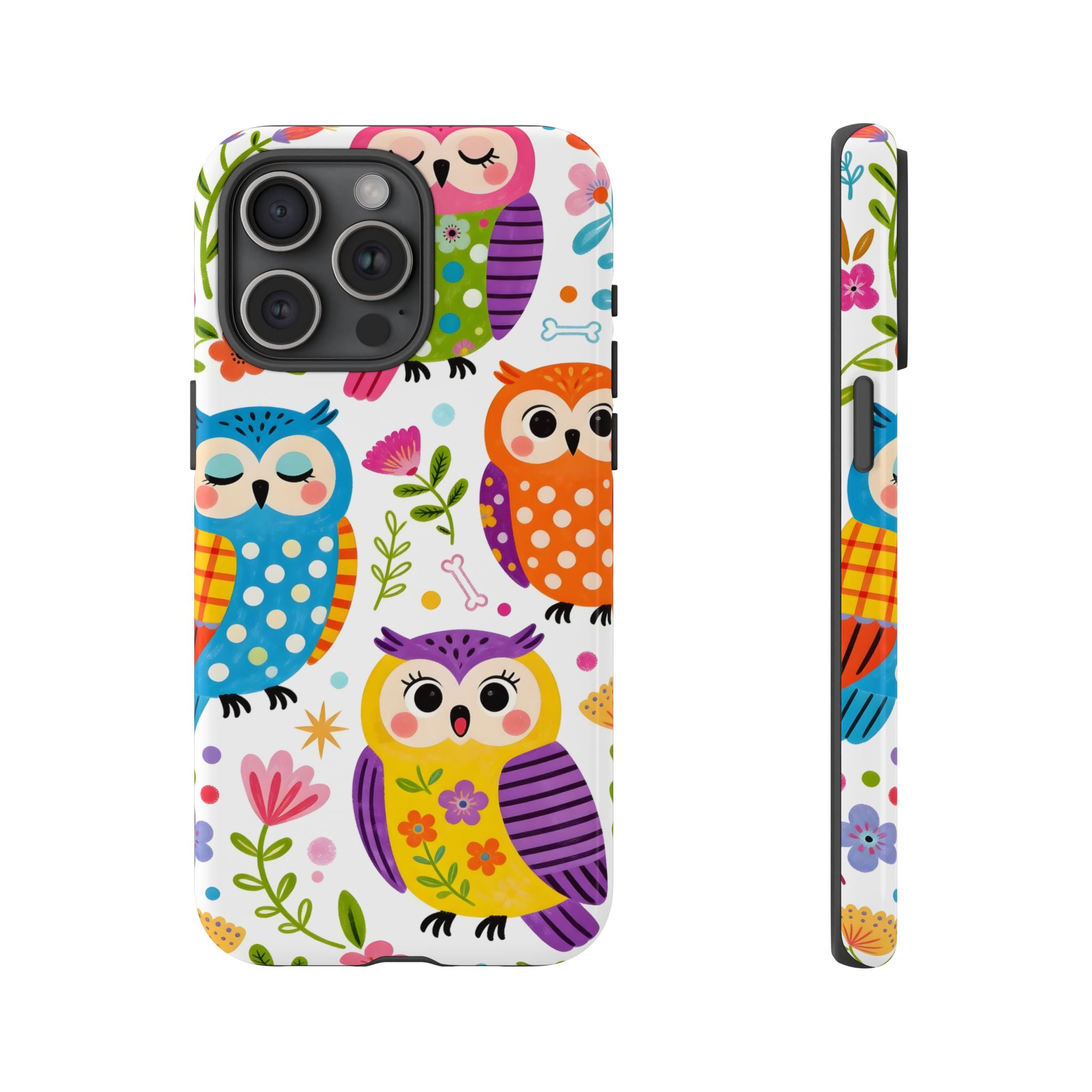 Cute Colorful Owls iPhone Case | Cute Owl Pattern Tough Case
