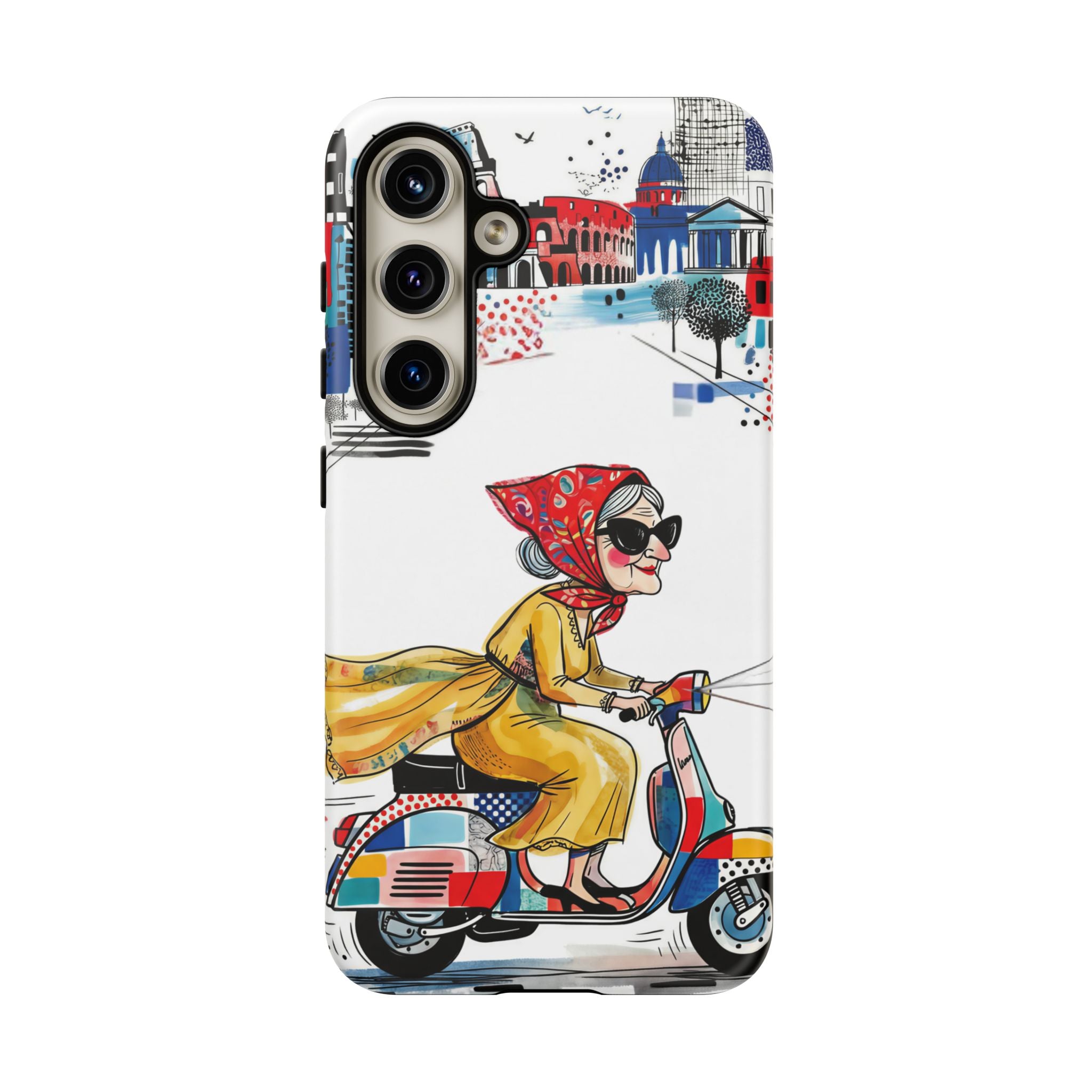 Vintage Vespa Granny Samsung Galaxy Phone Case | Retro Scooter Travel iPhone Cover