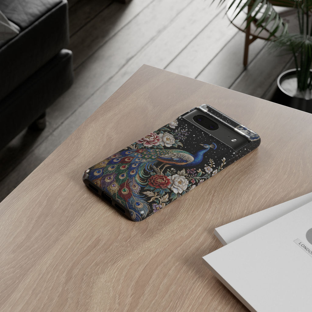 Cover per telefono Google Pixel resistente Peacock Moon | Elegante cover per telefono floreale