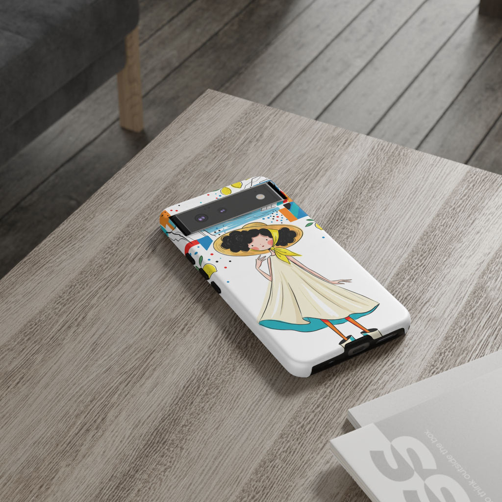 Graziosa custodia per Google Pixel con ragazza estiva | Custodia protettiva con illustrazione costiera stravagante
