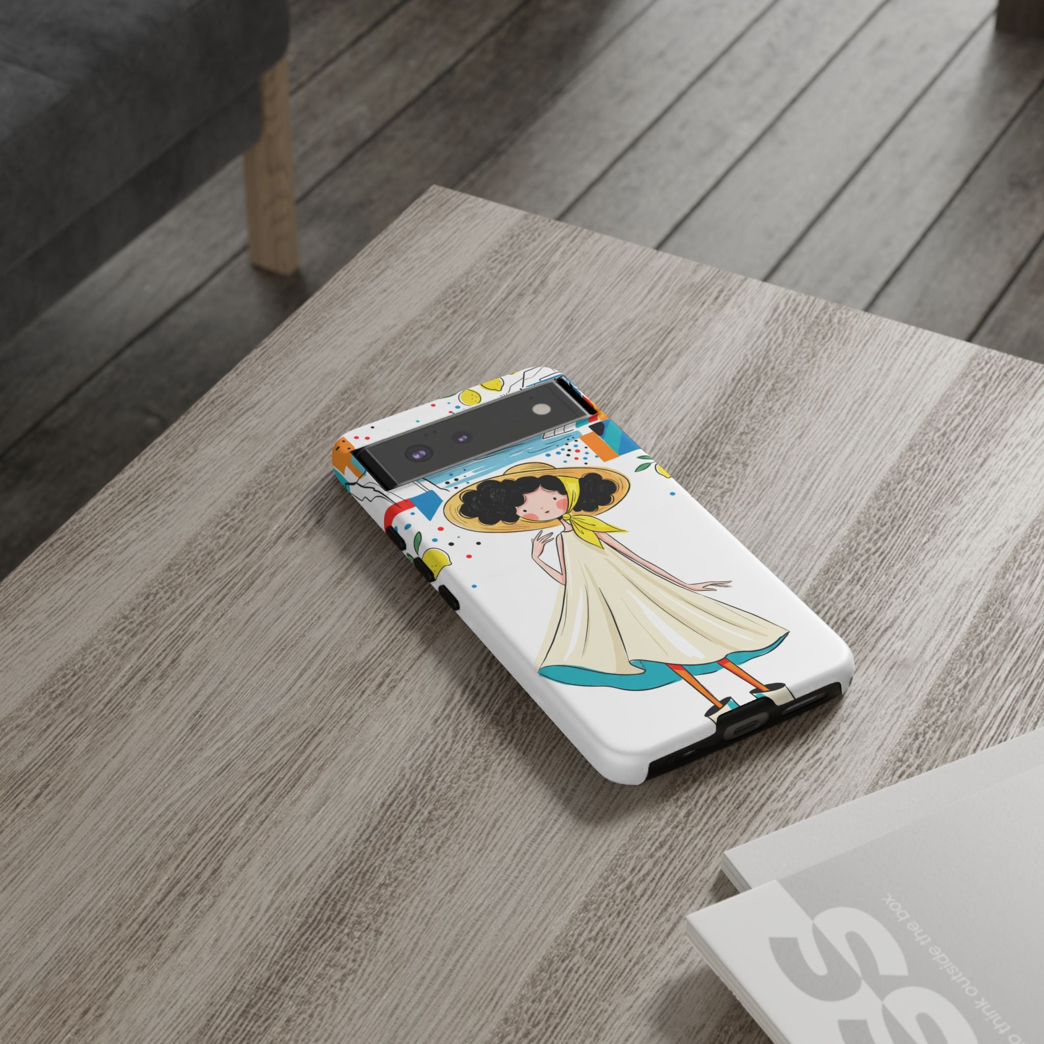 Graziosa custodia per Google Pixel con ragazza estiva | Custodia protettiva con illustrazione costiera stravagante