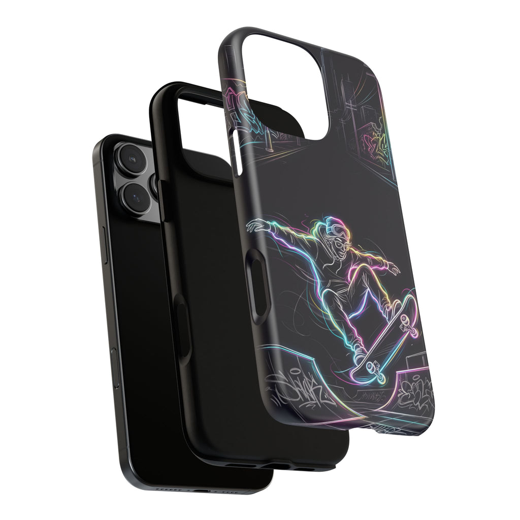 Neon Skateboard iPhone Case | Glow Skatepark Protective Cover