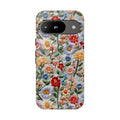Floral Embroidered Pattern Tough Google Pixel Case — Colourful Daisy & Wildflower Design
