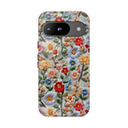 Floral Embroidered Pattern Tough Google Pixel Case — Colourful Daisy & Wildflower Design