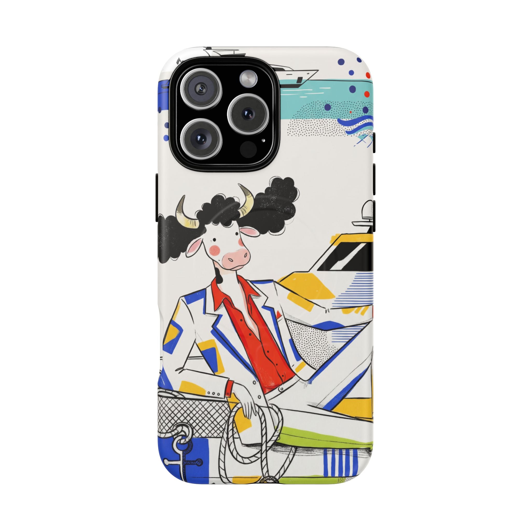 Nautical Cow Graphic Protective MagSafe iPhone Case