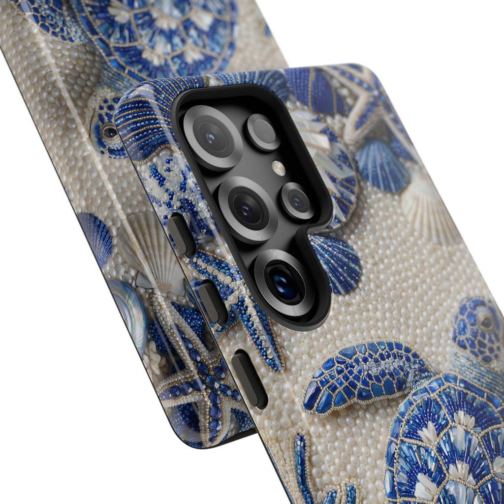 Sea Turtle Blue Ceramic Pattern Samsung Galaxy Phone Case