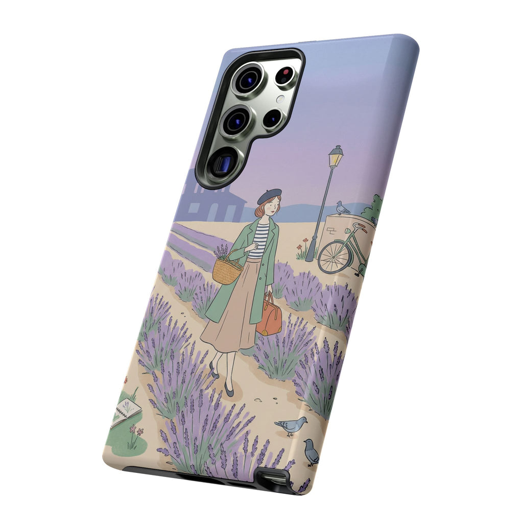 Lavender Field Samsung Galaxy Phone Case | Vintage Travel Illustration Protective Case