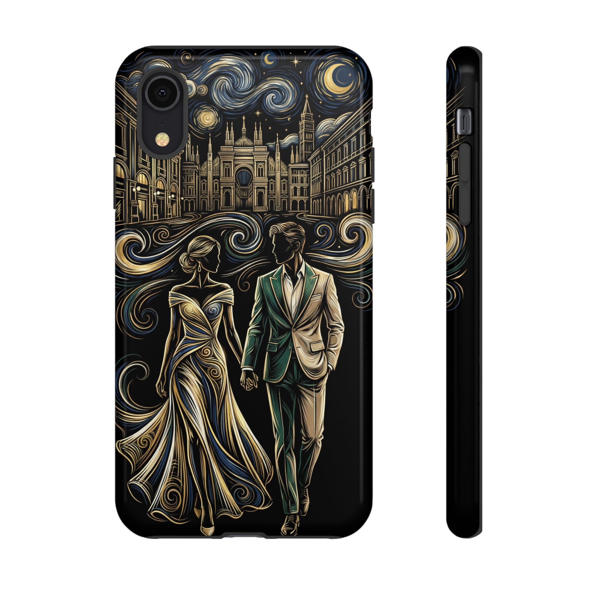 Romantic Night Walk iPhone Case | Elegant Couple Art