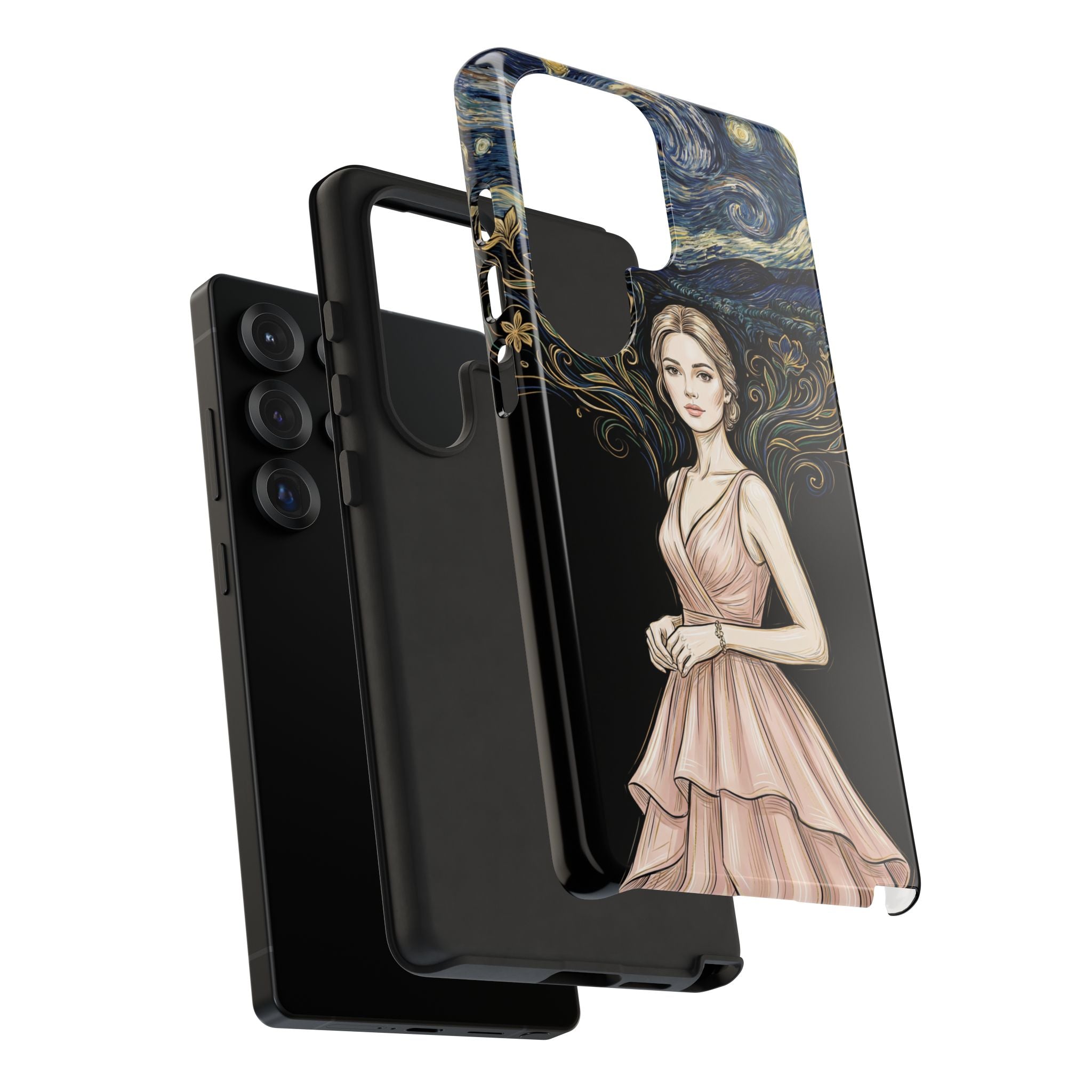 Art Nouveau Starry Night Samsung Galaxy Phone Case | Elegant Woman Illustration Tough Case