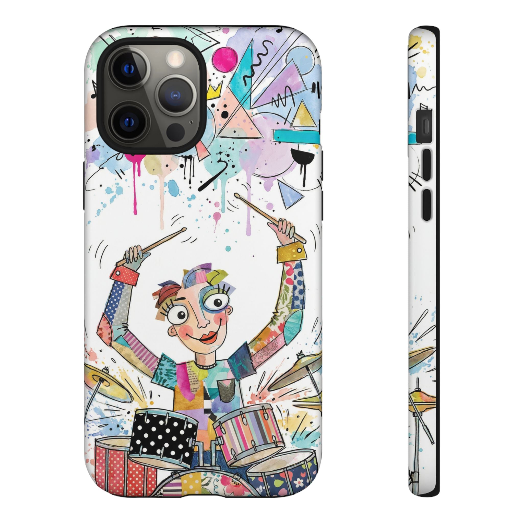 Drummer Boy iPhone Case | Colorful Cartoon Drum Kit Protective Cover