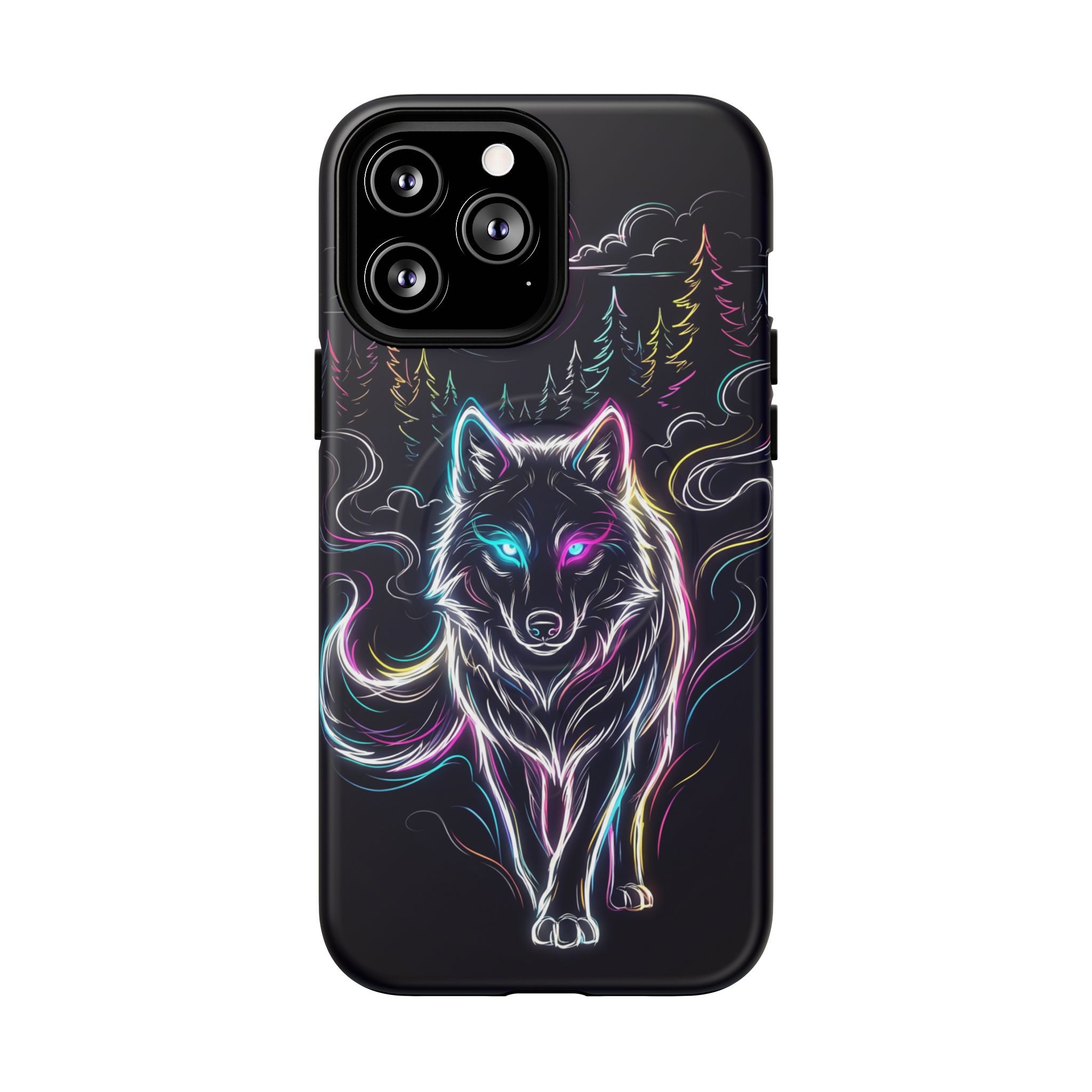Neon Wolf MagSafe iPhone Case | Mystic Glow Protective Tough Case
